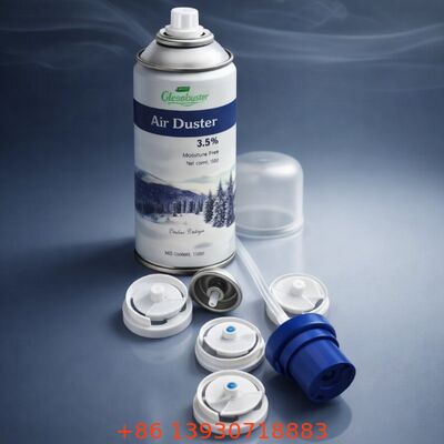 Valvula dispensadora de aerosol de una pulgada con actuador de plastico y boquilla ajustable para aplicaciones de spray desodorante