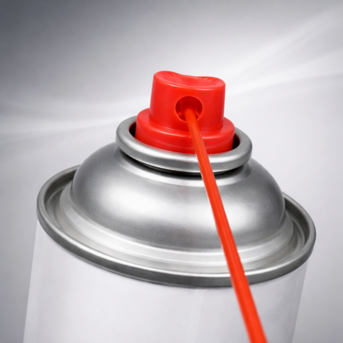 Front view of 360° aerosol spray valve